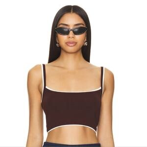 MAJORELLE Amy Cardi Top in brown